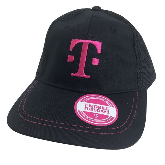 T Mobile Baseball Hat Cap Black Pink Employee T Mobile Tuesdays Adjustable Mesh - Picture 1 of 12